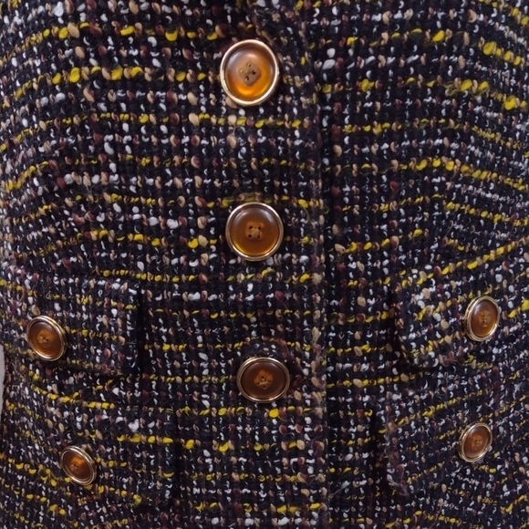LOFT Black and Mustard Wool Tweed Blazer Size 4 - Picture 4 of 6